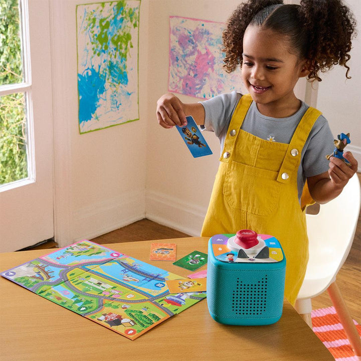 tonies Toniebox 2 Play Set with Paw Patrol Chase Tonie, Tonieplay Game & Tonieplay Controller - Tropical Teal