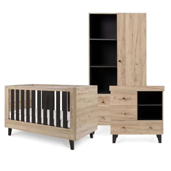 Tutti Bambini Como 3 Piece Roomset-Distressed Oak/Slate Grey