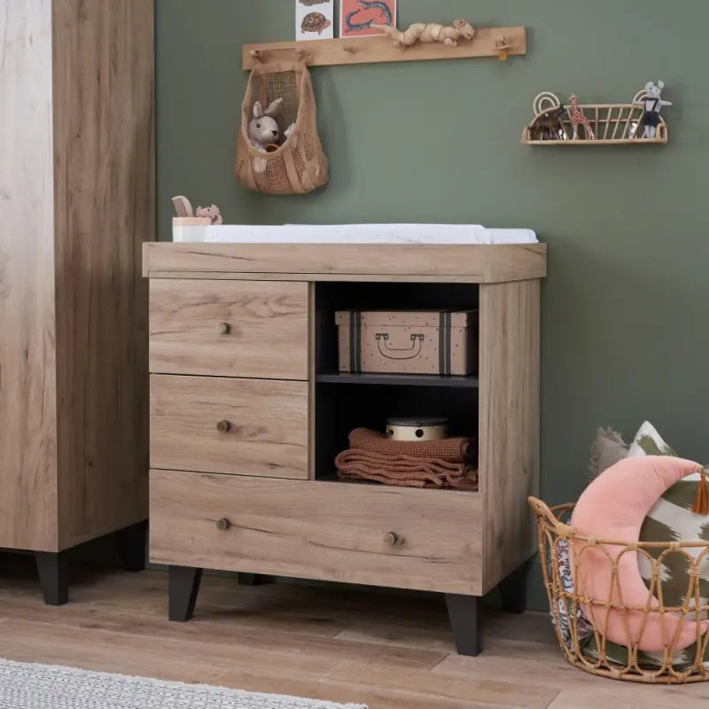 Tutti Bambini Como 3 Piece Roomset - Distressed Oak/Slate Grey