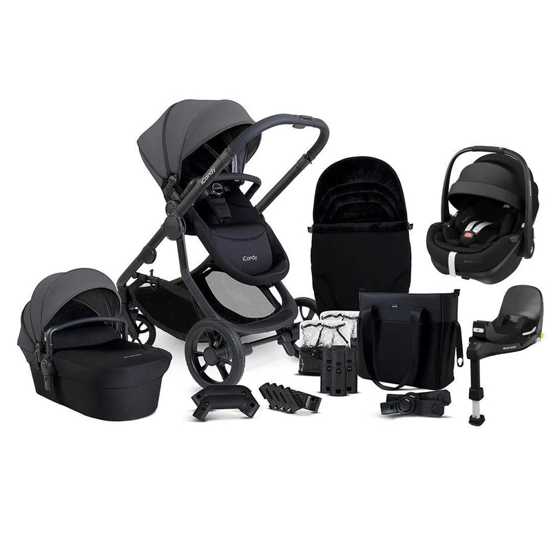 iCandy Orange 4 Travel System Inc Maxi-Cosi Pebble 360 Pro2 + FamilyFix Pro Base - Fossil