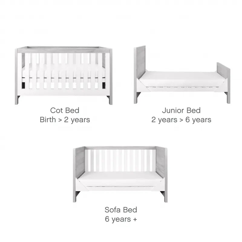 Tutti Bambini Modena 3 Piece Room Set - Grey Ash/White