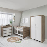 Tutti Bambini Modena Complete Nursery Bundle with Mattress, Bedding, Storage & Shelving - White/Oak