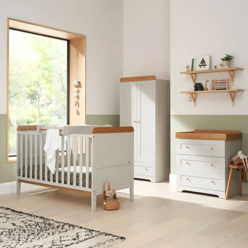 Tutti Bambini Rio 4 Piece Room Set with Cot Top Changer - Dove Grey & Oak