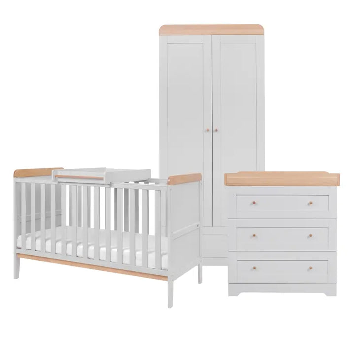 Tutti Bambini Rio 4 Piece Room Set with Cot Top Changer-Dove Grey & Oak