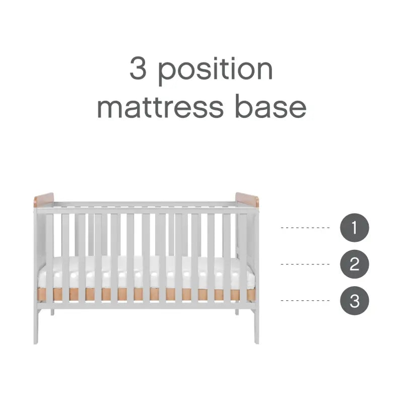 Tutti Bambini Rio 4 Piece Room Set with Cot Top Changer - Dove Grey & Oak