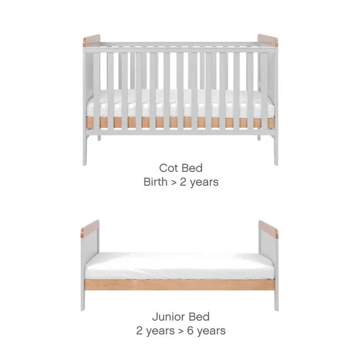 Tutti Bambini Rio 4 Piece Room Set with Cot Top Changer-Dove Grey & Oak