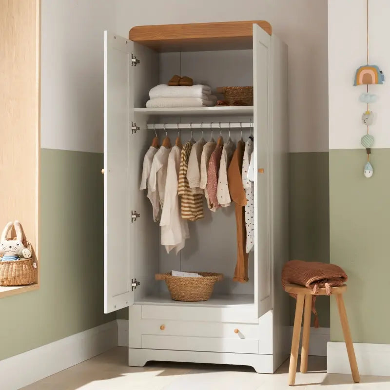 Tutti Bambini Rio 4 Piece Room Set with Cot Top Changer - Dove Grey & Oak