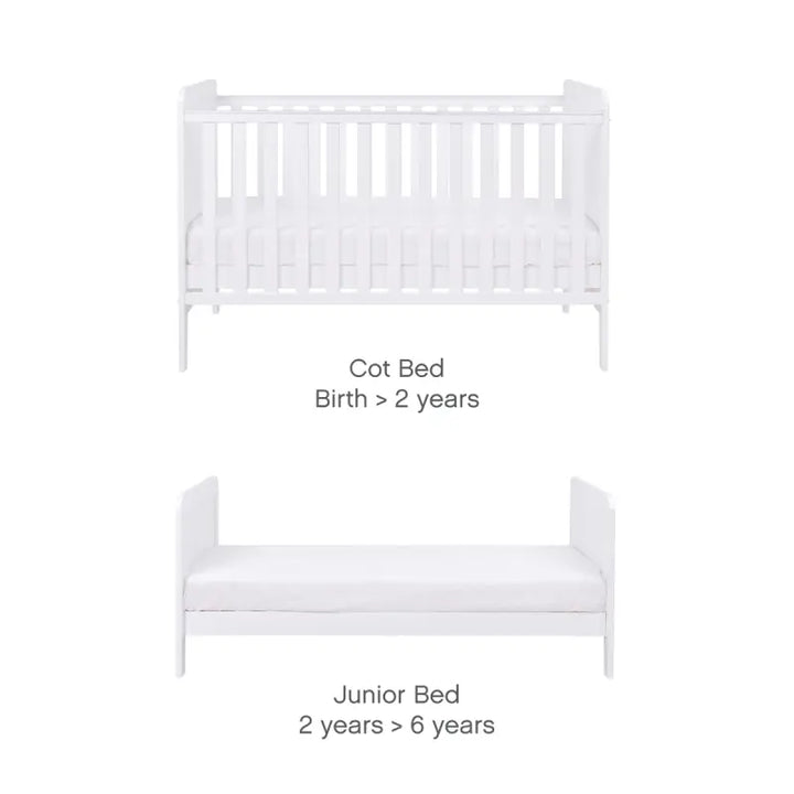 Tutti Bambini Rio 4 Piece Room Set with Cot Top Changer-White