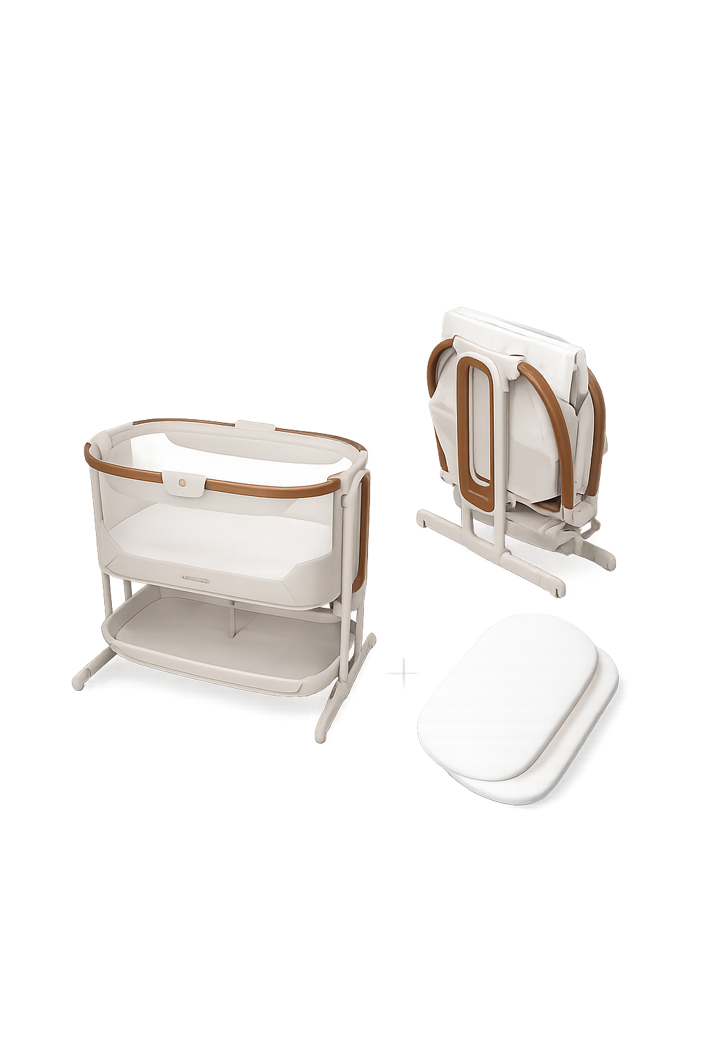 Maxi-Cosi Iora Pro Bedside Crib Inc 100% Cotton Sheets (2Pck) - Elegance Beige