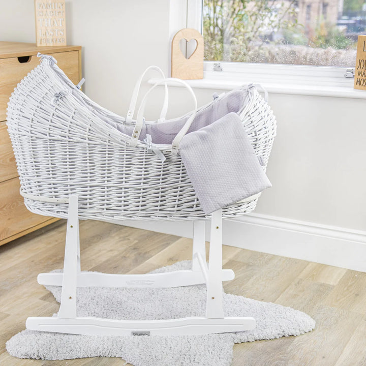 Clair De Lune Standard Rocking Moses Basket Stand - White