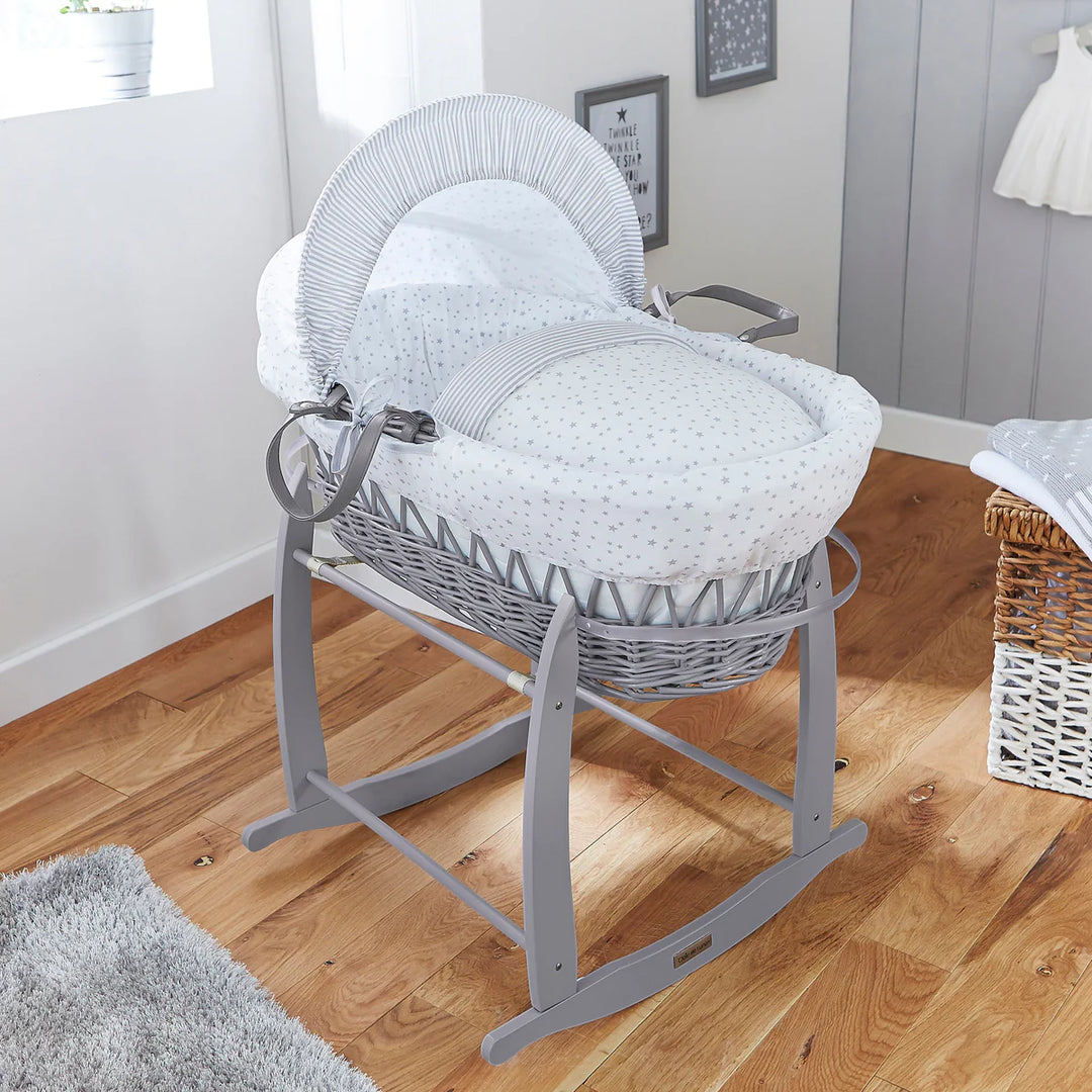 Clair De Lune Deluxe Rocking Moses Basket Stand - Grey