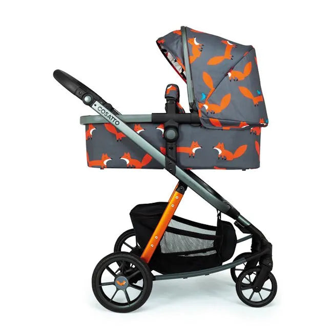 PRE LOVED Cosatto Giggle Quad Stroller & Carrycot – Charcoal Mister Fox