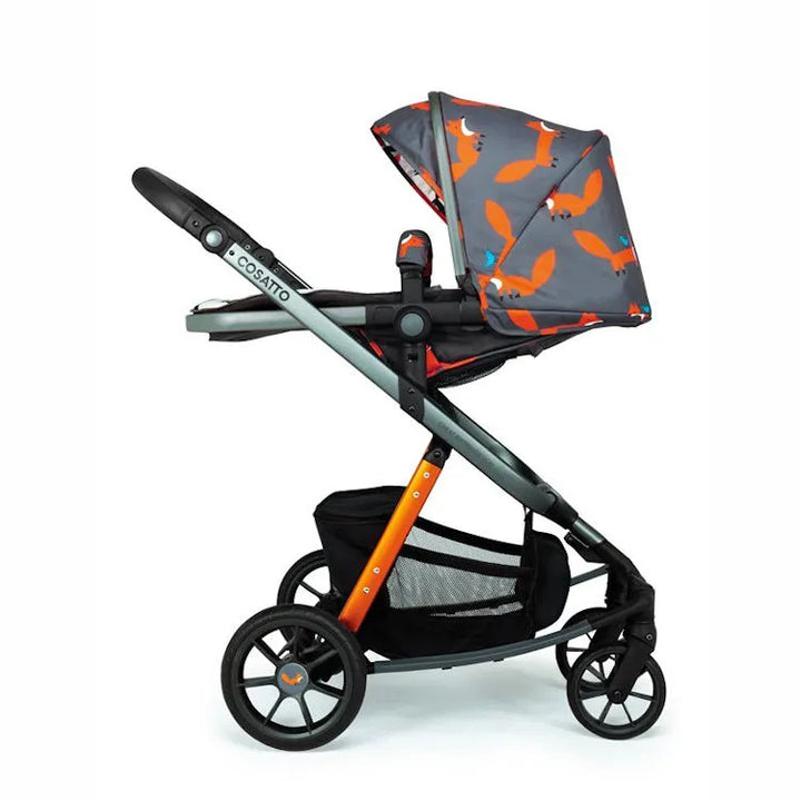 PRE LOVED Cosatto Giggle Quad Stroller & Carrycot – Charcoal Mister Fox