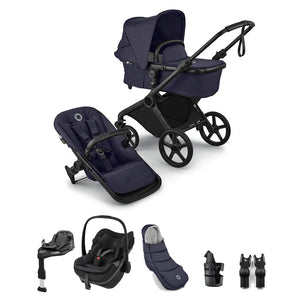 Bugaboo Cub + Pebble Slide Pro Ultimate Newborn Bundle - Deep Indigo/Onyx Black