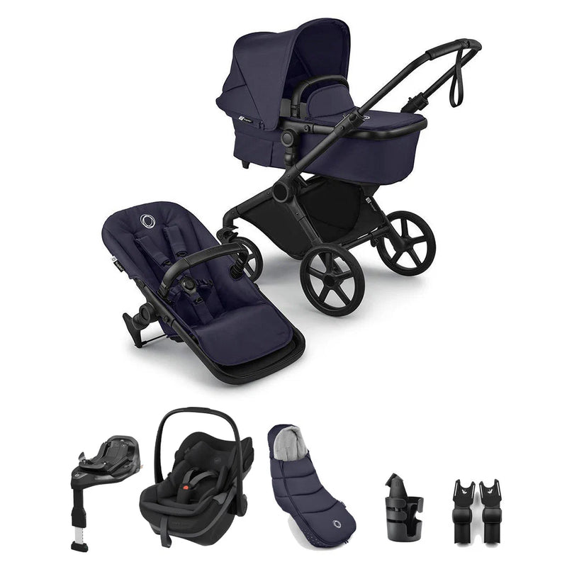 Bugaboo Cub + Pebble Slide Pro Ultimate Newborn Bundle - Deep Indigo/Onyx Black