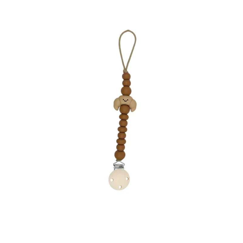 Chewies Silicone Croissant Teething Dummy Clip - Latte