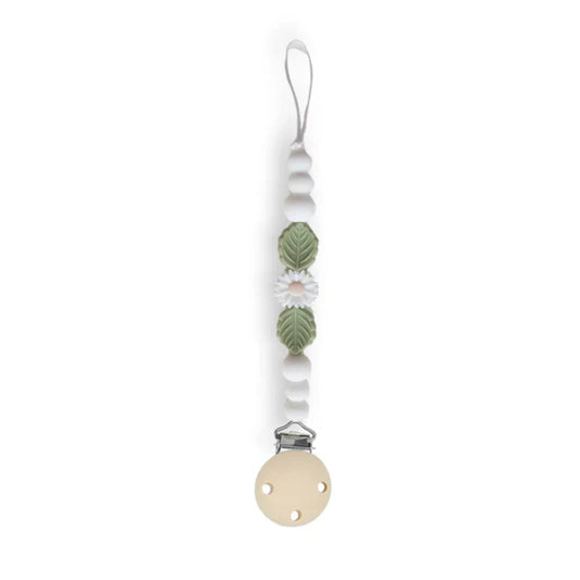 Chewies Silicone Daisy Teething Dummy Clip - White