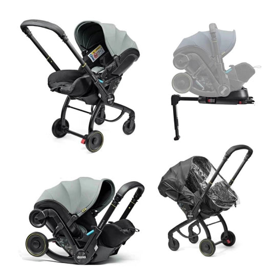 Doona X Recline Car Seat & Stroller with Isofix Base & Rain Cover Bundle - Dusty Sage + FREE Essentials Bag Worth £54.99!