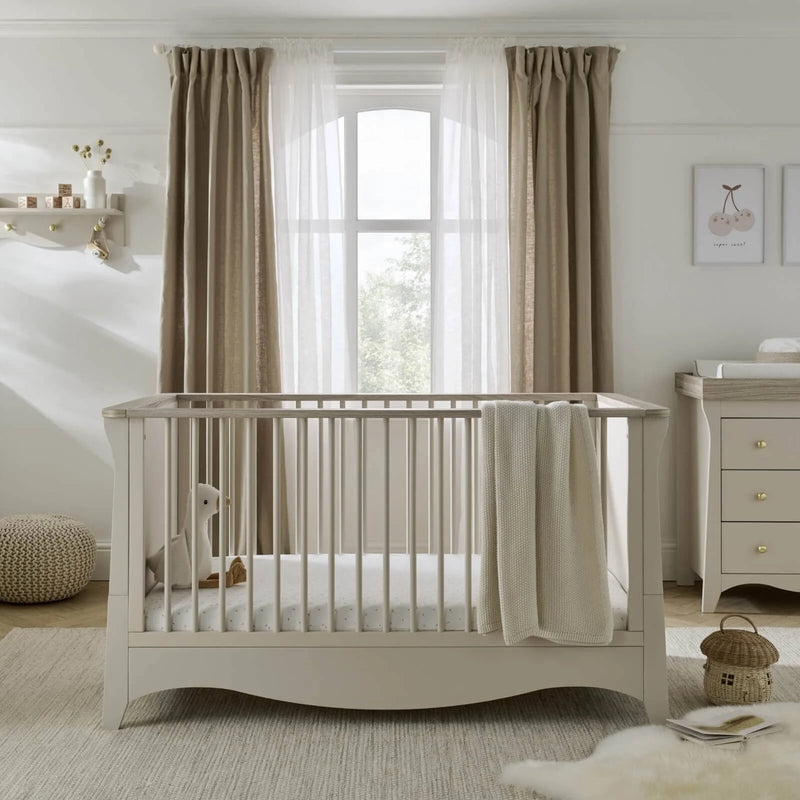 CuddleCo Clara 2 Piece Nursery Furniture Set (Cotbed And Dresser) - Cashmere & Ash