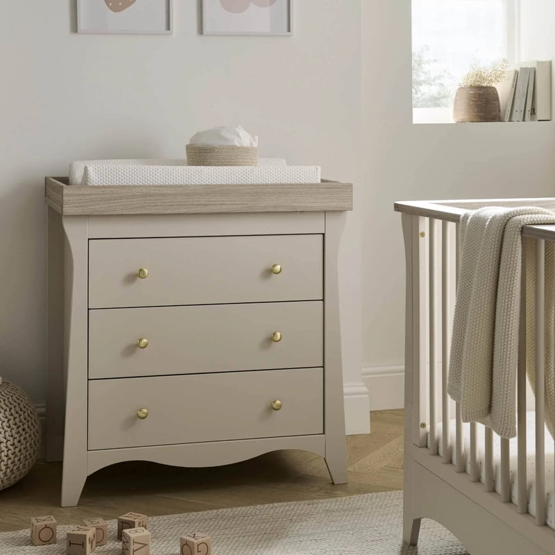 CuddleCo Clara 2 Piece Nursery Furniture Set (Cotbed And Dresser) - Cashmere & Ash