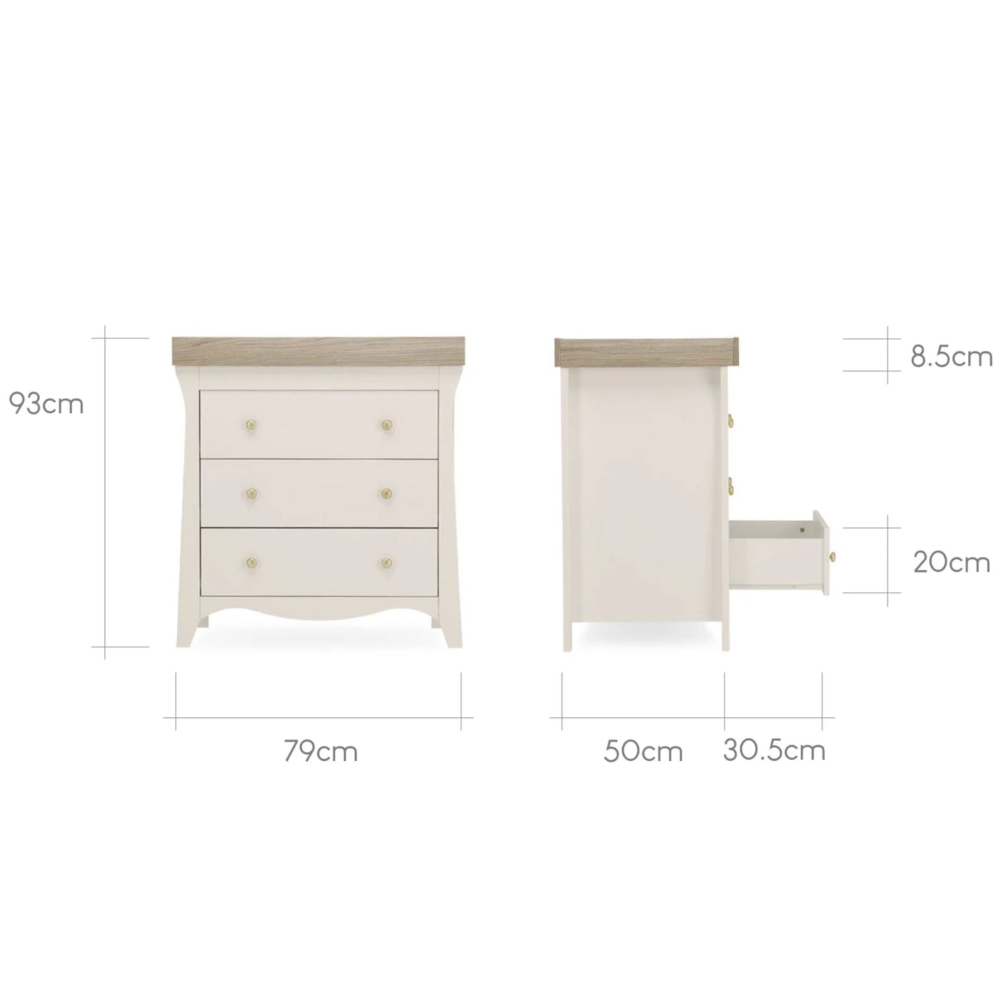 CuddleCo Clara 2 Piece Nursery Furniture Set (Cotbed And Dresser) - Cashmere & Ash