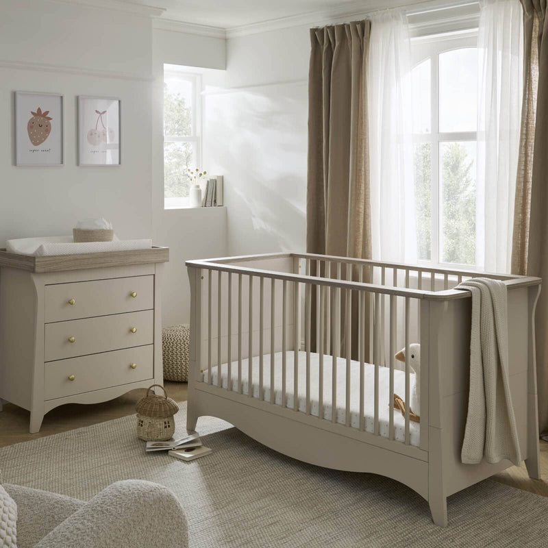 CuddleCo Clara 2 Piece Nursery Furniture Set (Cotbed And Dresser) - Cashmere & Ash