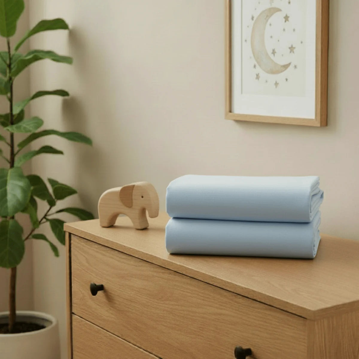 Clair De Lune 2 Pack Universal Cotton Moses Basket Sheets - 74 x 30 cm - Blue
