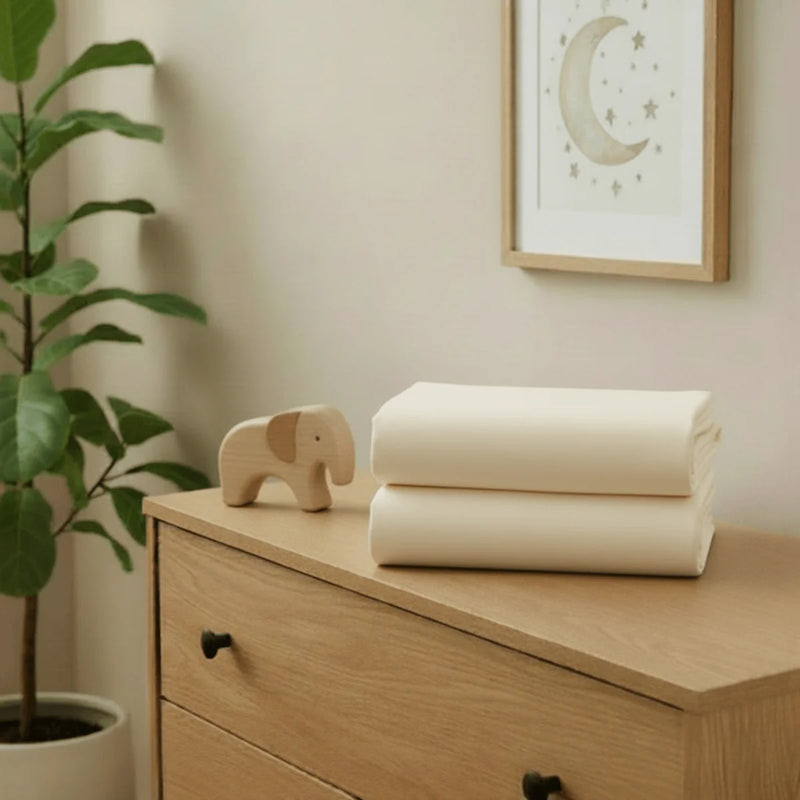 Clair De Lune 2 Pack Fitted Cotton Moses Basket Sheets - 74 x 30 cm - Cream