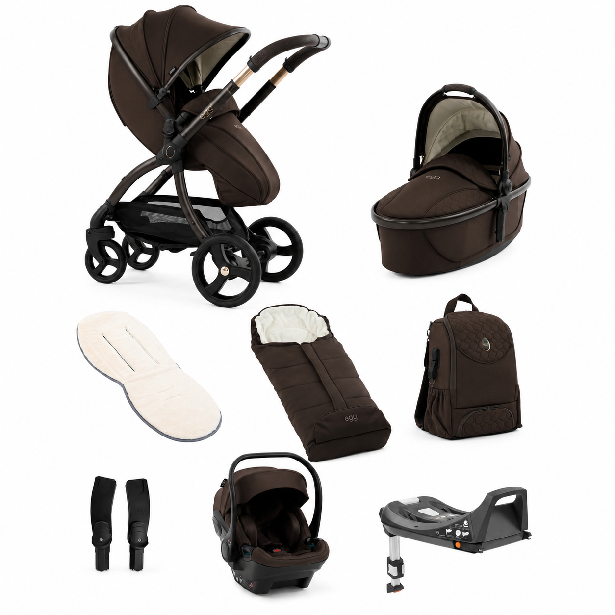 egg3 Luxury Shell Travel System Bundle - AINR Exclusive Turkish Coffee