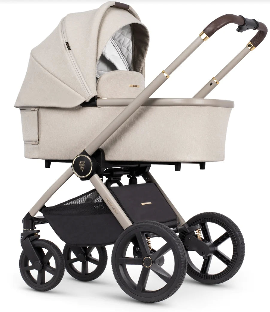 Venicci Tinum Upline 4in1 Travel System in Stone Beige with Cybex Cloud T Car Seat & Base