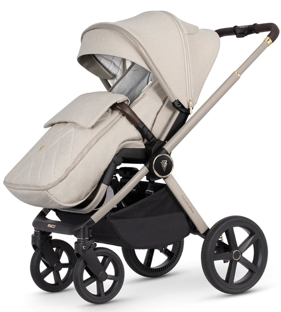 Venicci Tinum Upline 4in1 Travel System in Stone Beige with Cybex Cloud T Car Seat & Base