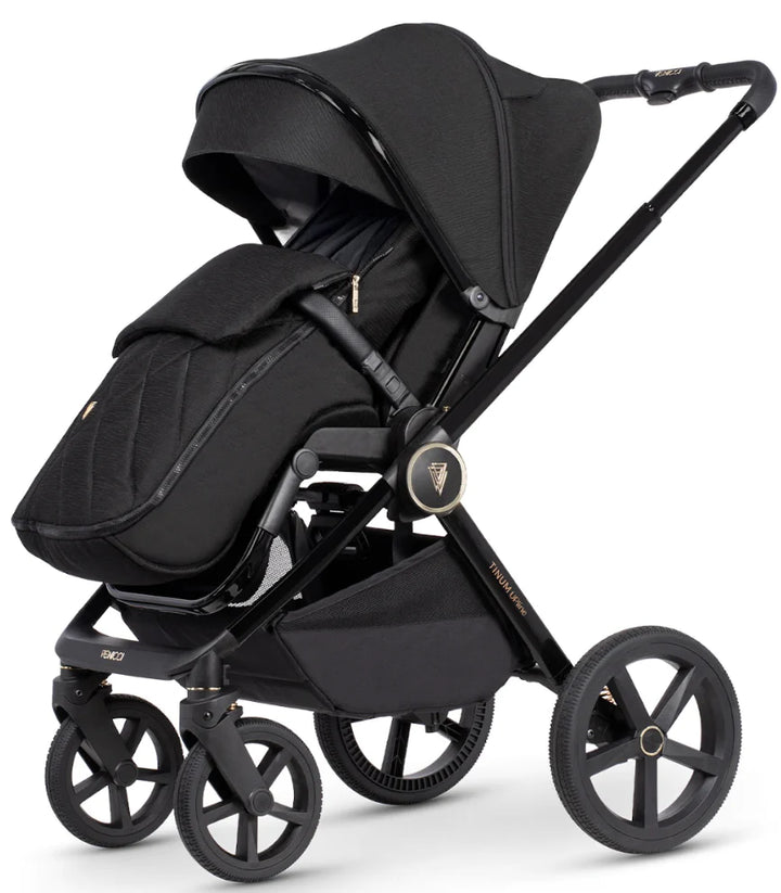 Venicci Tinum Upline 4in1 Travel System in All Black with Cybex Cloud T Car Seat & Base