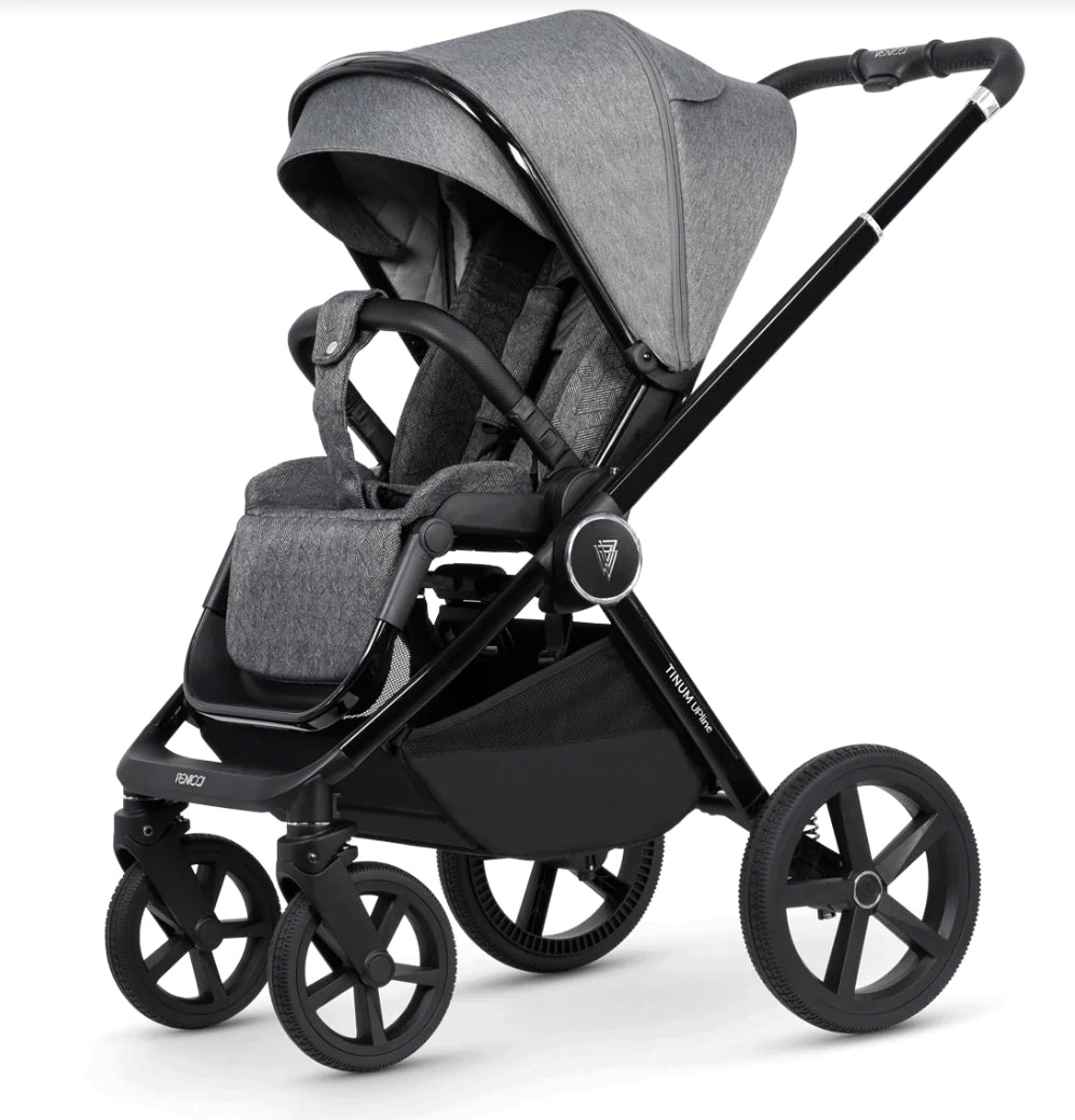 Venicci Tinum Upline 4in1 Travel System in Slate Grey with Cybex Cloud T Car Seat & Base