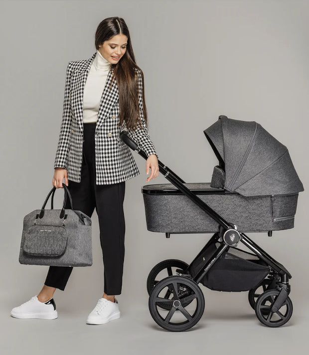 Venicci Tinum Upline 4in1 Travel System in Slate Grey with Cybex Cloud T Car Seat & Base