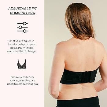 Simple Wishes Adjustable Hands Free Pumping Bra - Black XS-L