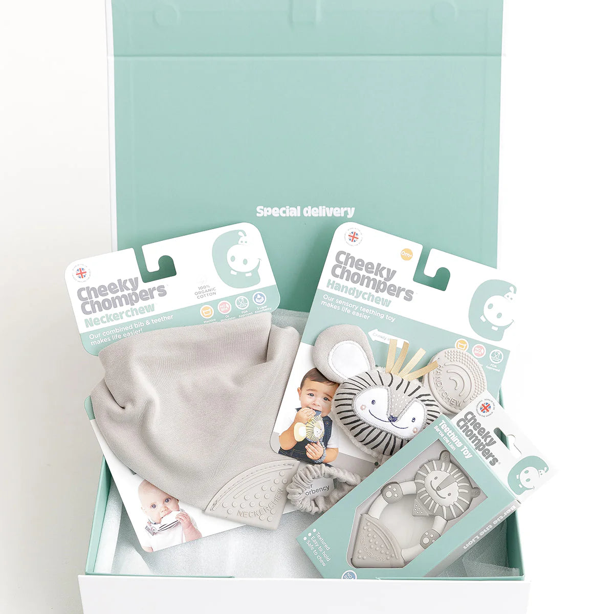 Cheeky Chompers Bertie the Lion Teething Gift Box - Biscuit