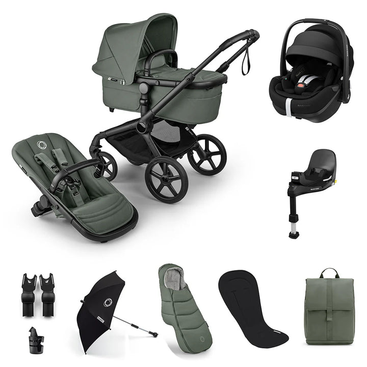 Bugaboo Fox 5 Renew Ultimate Pebble 360 Pro2 Bundle - Forest Green + FREE Carrycot Stand