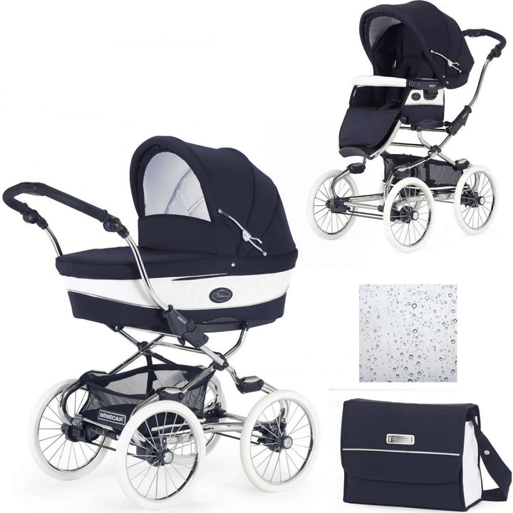 Bebecar Stylo Class+ Classic 2 in 1 Pram + Raincover - Oxford Blue