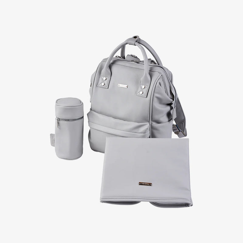 Bababing Vegan Leather Mani Backpack Changing Bag - Dove Grey