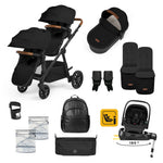 Ickle Bubba Virgo Growing Family 14 Piece Including Nimbus Car Seat + Base Travel System Bundle - Black