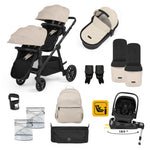 Ickle Bubba Virgo Growing Family 14 Piece Inc Nimbus Car Seat + Base Travel System Bundle - Stone
