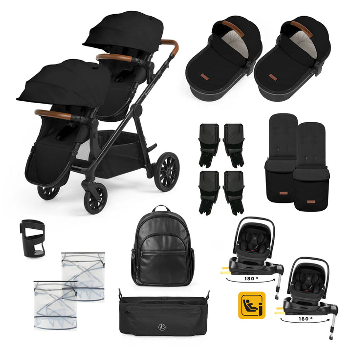 Ickle Bubba Virgo Twin 18 Piece Nimbus Car Seat Bundle - Black