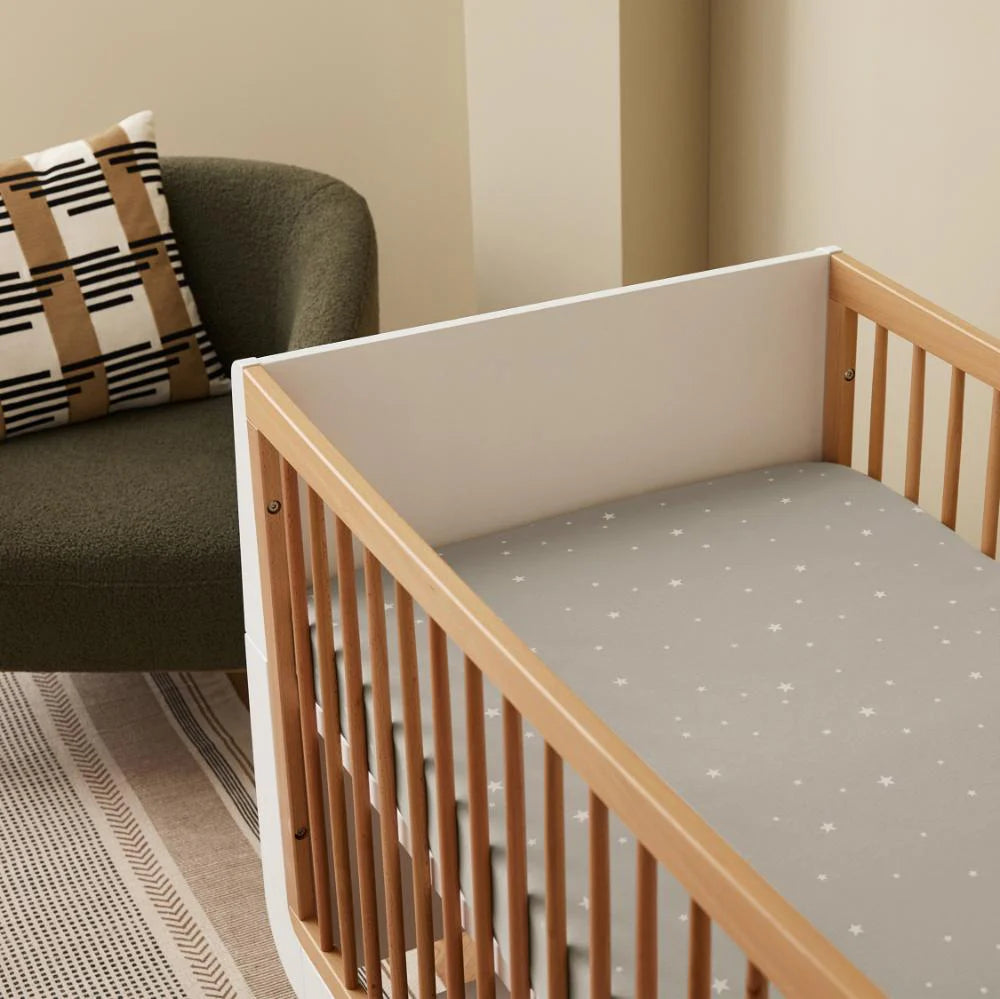 Snuz Cot & Cot Bed 2 Pack Fitted Sheet – Grey Star