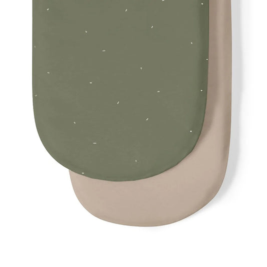 The Little Green Sheep Organic Moses Basket Fitted Sheets - Juniper/Sage Rice