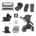 Ickle Bubba Stomp Luxe 14 Piece Travel System & Home Bundle Inc Cirrus Car Seat + Isofix Base - Charcoal/Black/Tan