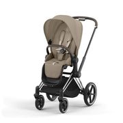 Cybex Priam Lux Pushchair & Carry Cot | Cozy Beige on Chrome Brown Handle