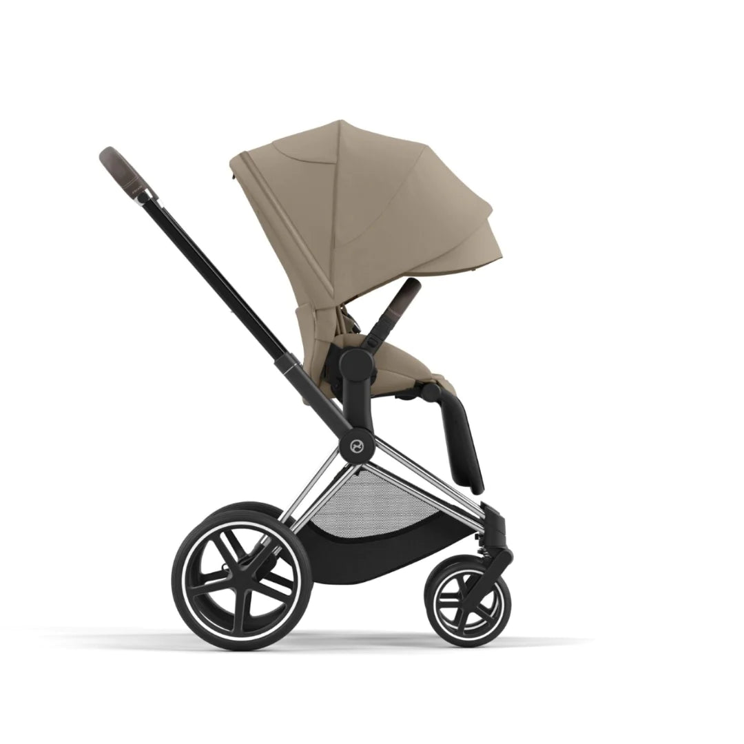 Cybex Priam Lux Travel System | Cozy Beige on Chrome Brown Handle