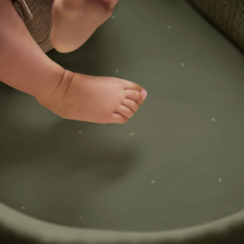 The Little Green Sheep Organic Moses Basket Fitted Sheets - Juniper/Sage Rice