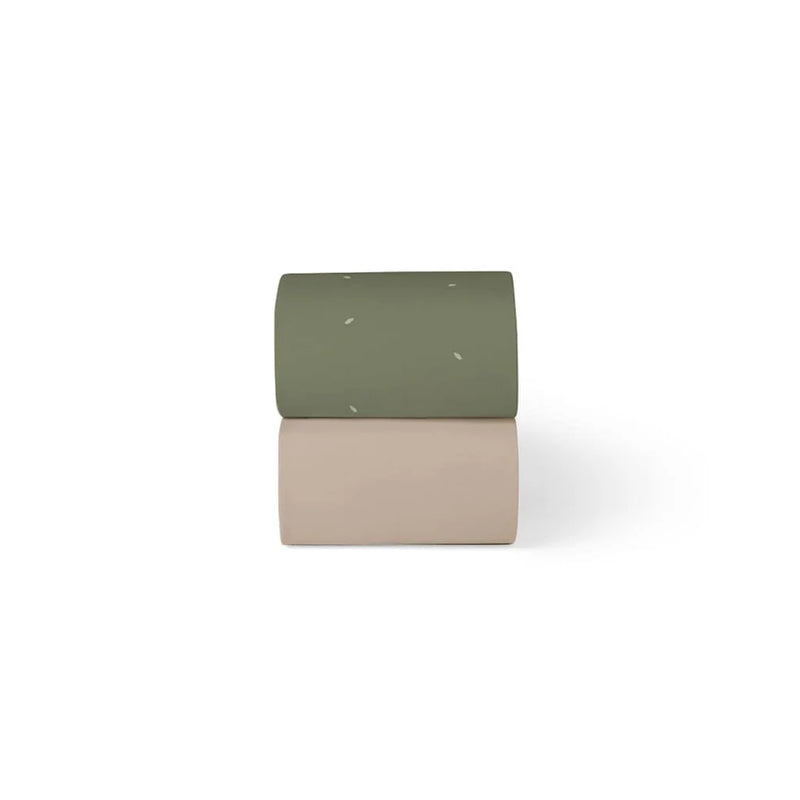 The Little Green Sheep Organic Moses Basket Fitted Sheets - Juniper/Sage Rice