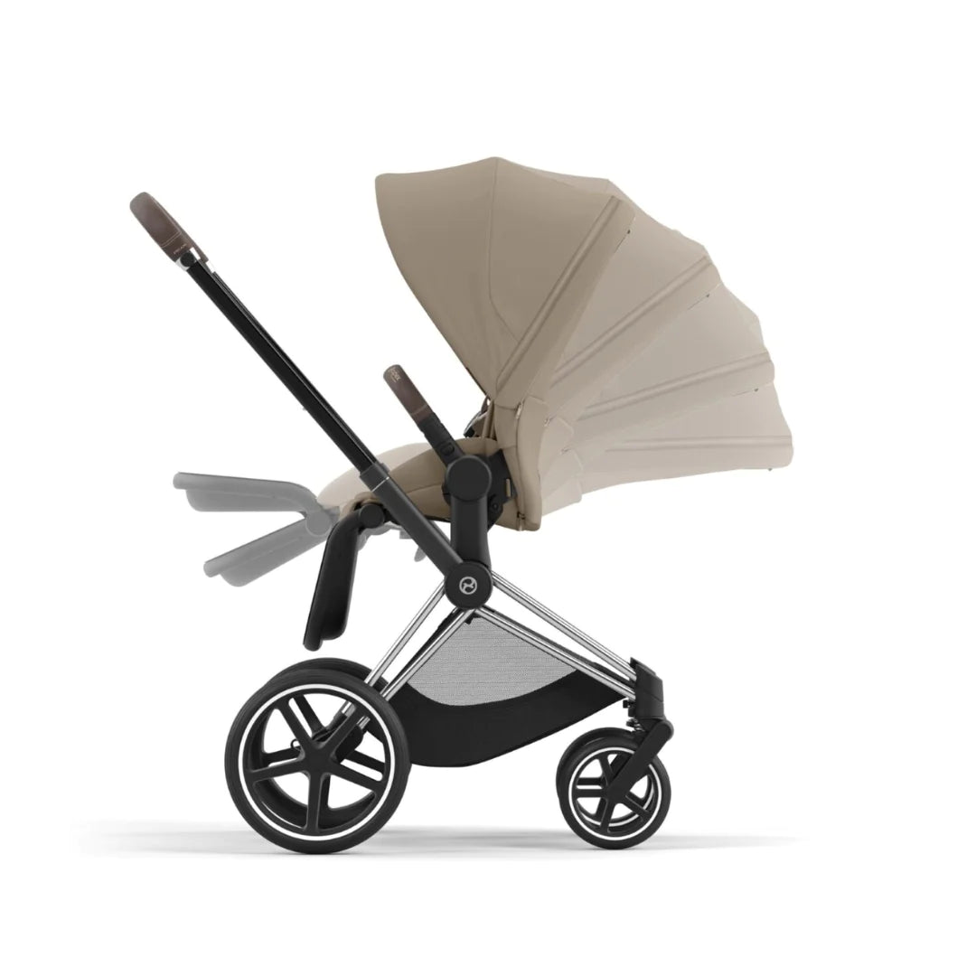 Cybex Priam Lux Travel System | Cozy Beige on Chrome Brown Handle